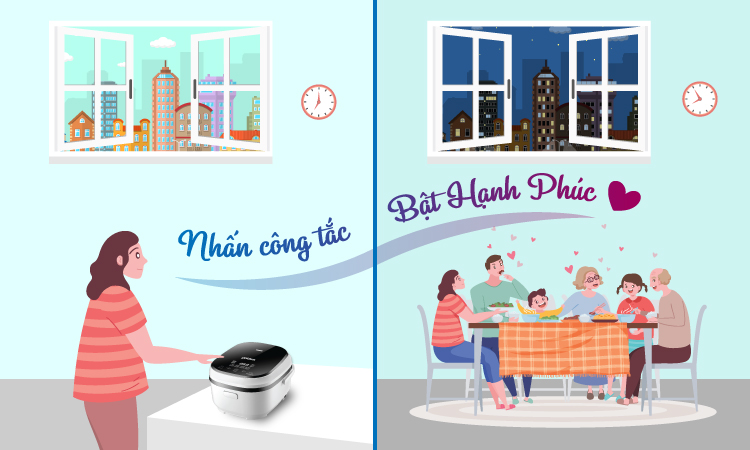 nhấn công tắc, bật hạnh phúc