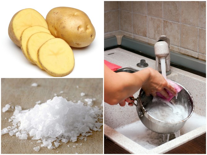 làm sạch nồi inox bằng khoai tây hiệu quả