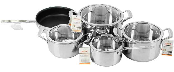 Bộ nồi chảo inox Goldsun cao cấp