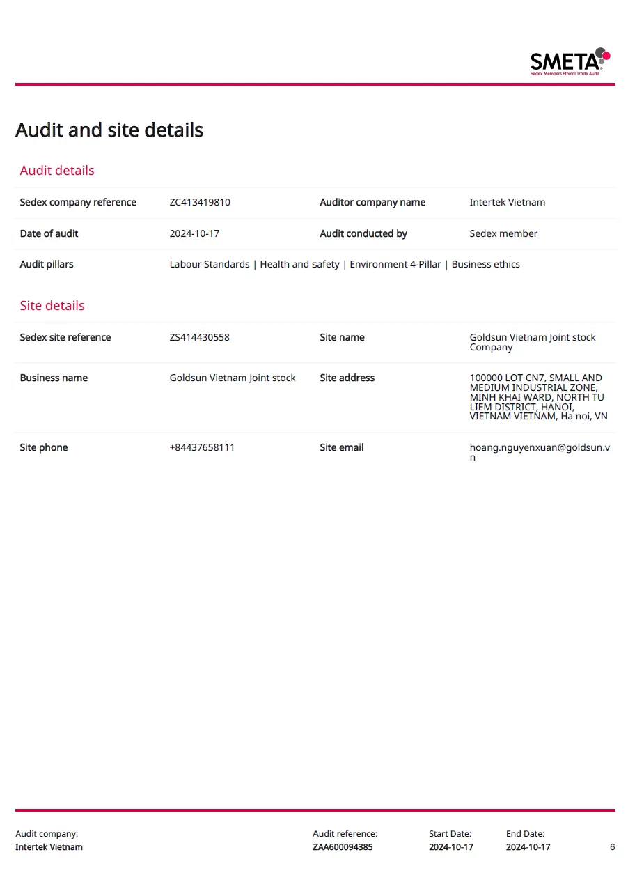 SMETA (Sedex Members  Ethical Trade Audit)