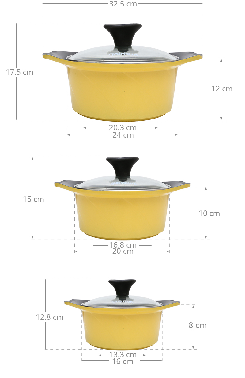 bộ nồi nhôm đúc goldsun ae12