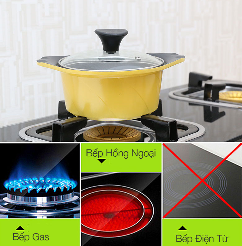 bộ nồi nhôm đúc goldsun sử dụng cho bếp điện và bếp gas