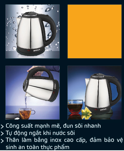 Ấm siêu tốc Goldsun 1,8 lít 1218S2