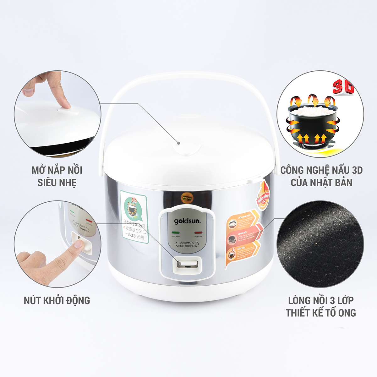 Nồi Cơm Điện Nắp Gài Goldsun ARC-G181XD
