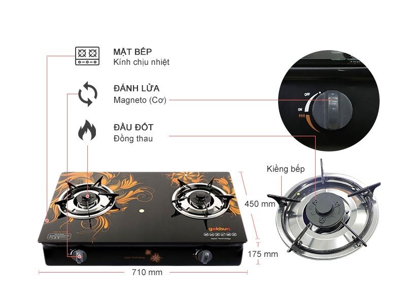 Bếp gas dương Goldsun GS-907GE