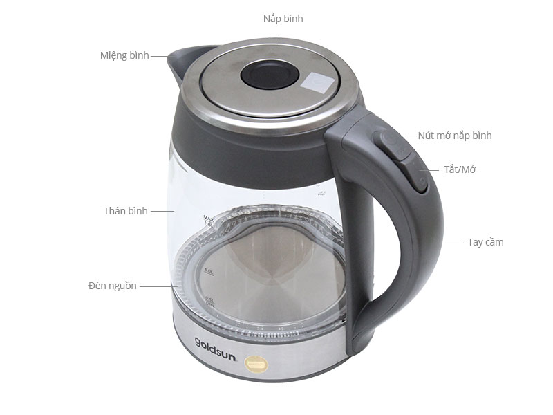 Ấm siêu tốc thủy tinh Goldsun 1,8 lít EK-GF1852GB