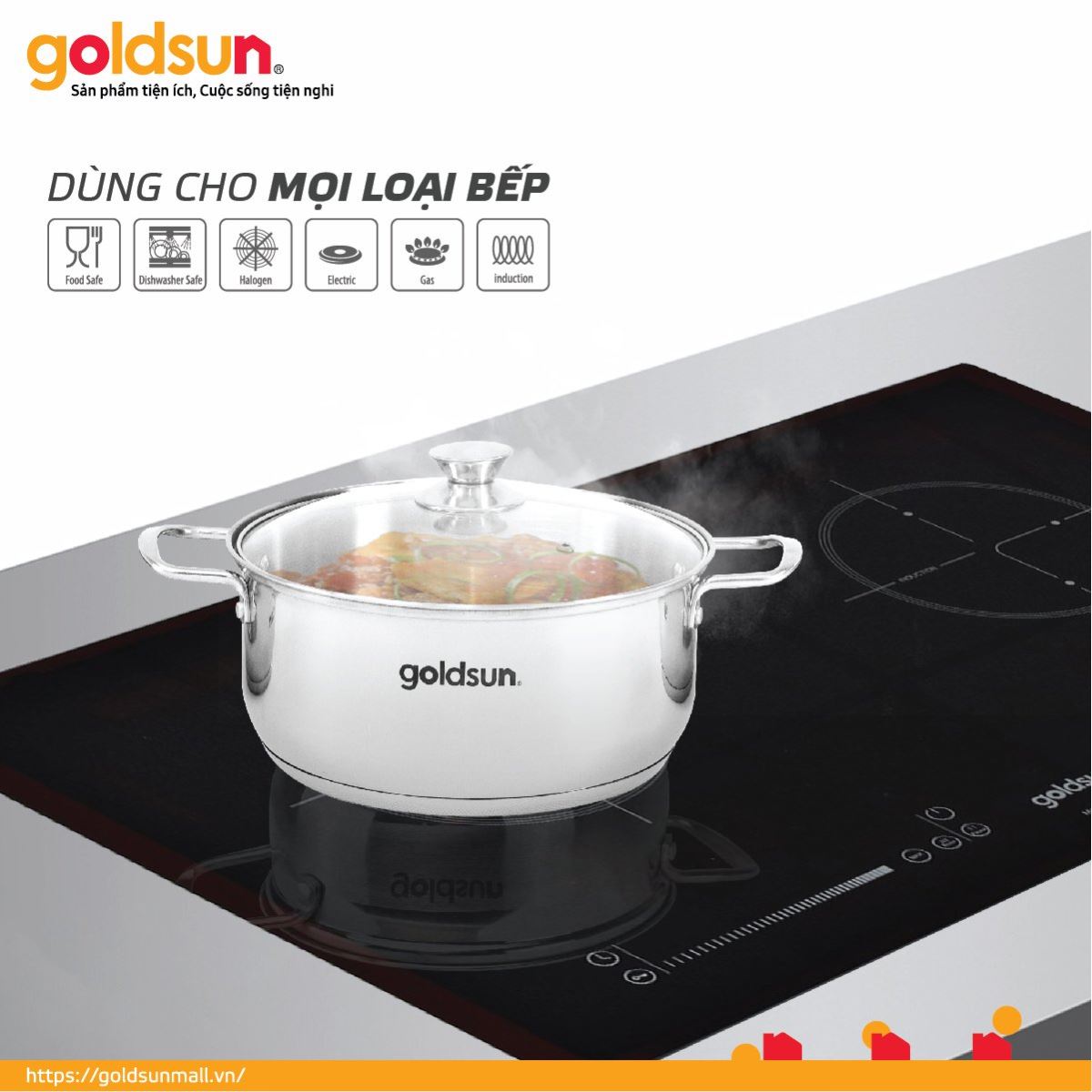 Bộ nồi inox 3 đáy Goldsun GPS1723
