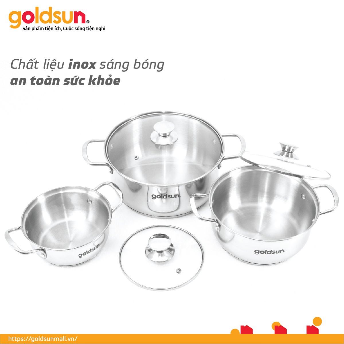 Bộ nồi inox 3 đáy Goldsun GPS1723