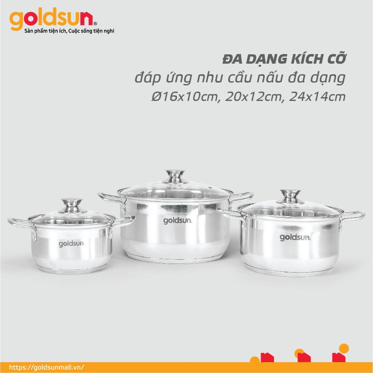Bộ nồi inox 5 đáy Goldsun GPS1725
