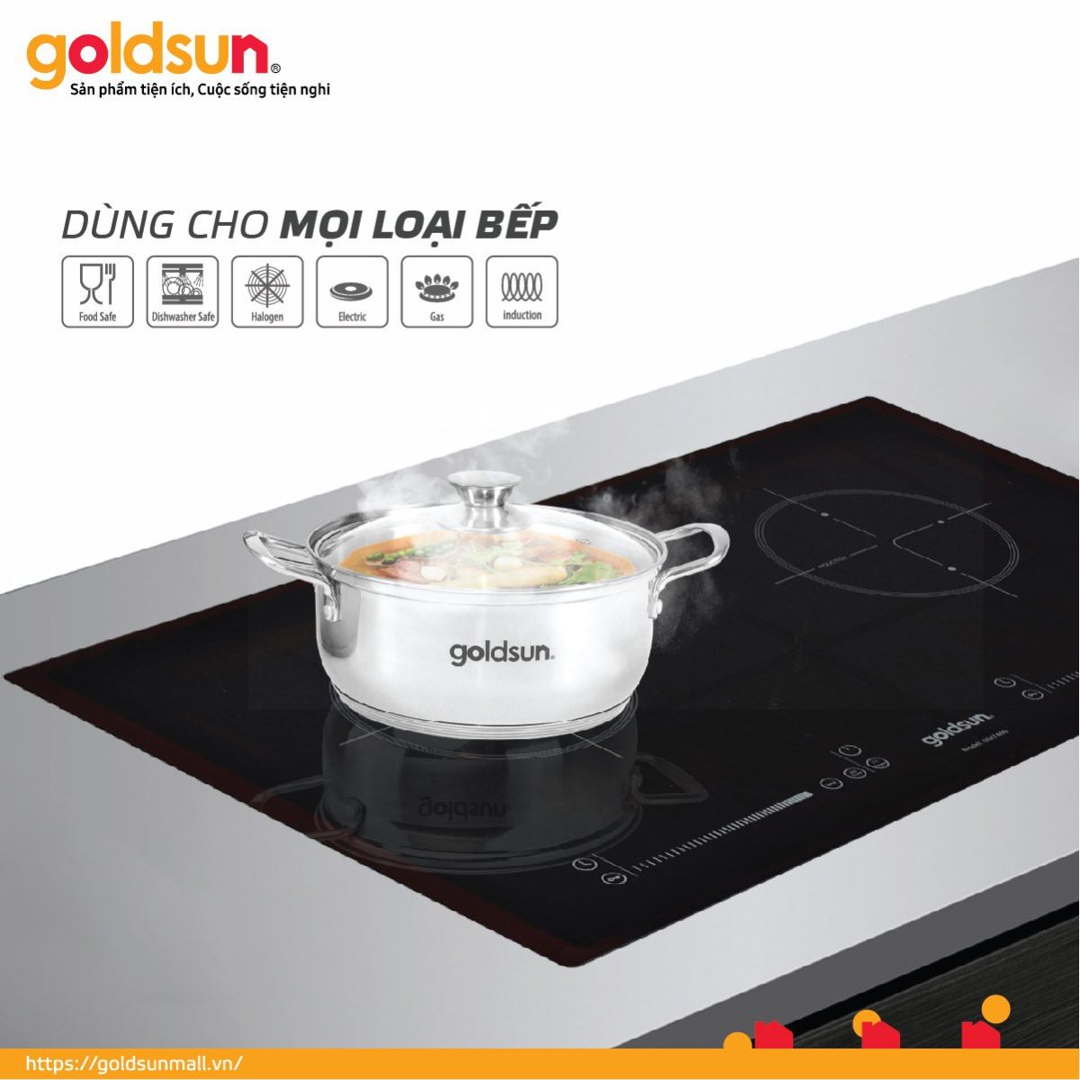 Bộ nồi inox 5 đáy Goldsun GPS1725