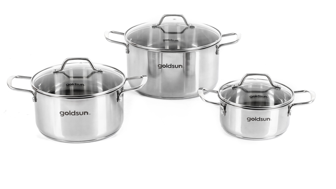 Bộ nồi inox Goldsun GD18-3306SG ( Vung kính )