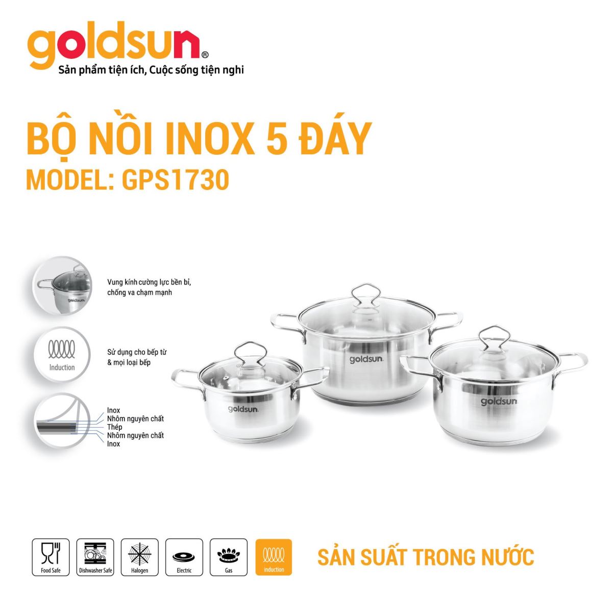 Bộ nồi inox Goldsun GPS1730