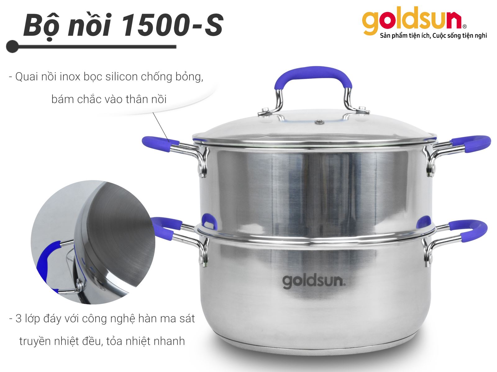 Bộ nồi xửng hấp Goldsun GPS1500-S