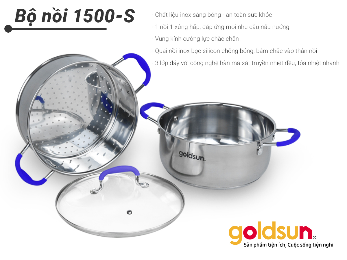 Bộ nồi xửng hấp Goldsun GPS1500-S