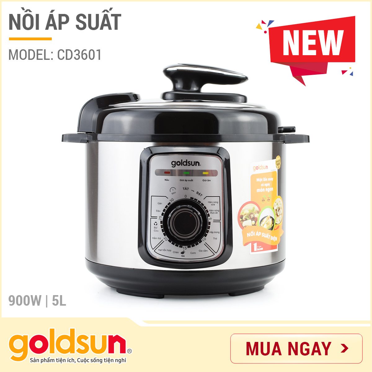 NỒI ÁP SUẤT CƠ ĐA NĂNG GOLDSUN CD3601