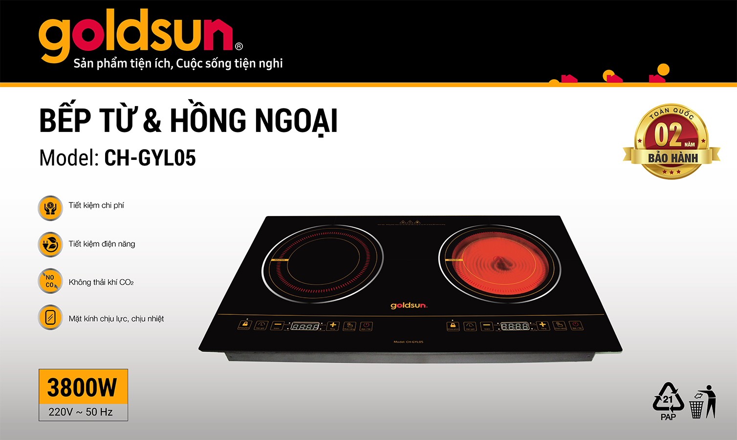 Bếp hồng ngoại - Từ đôi Goldsun CH-GYL05