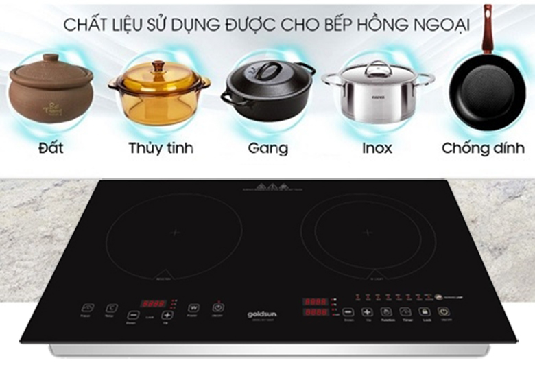 Bếp từ kết hợp hồng ngoại Goldsun BC1102MT