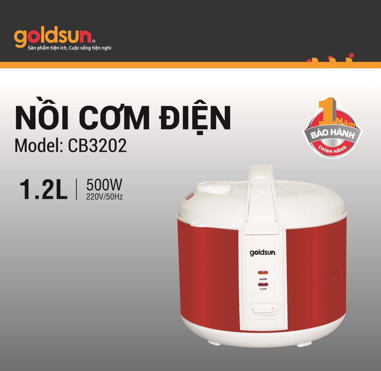 Nồi cơm điện Goldsun CB3202 (1,2 lít)