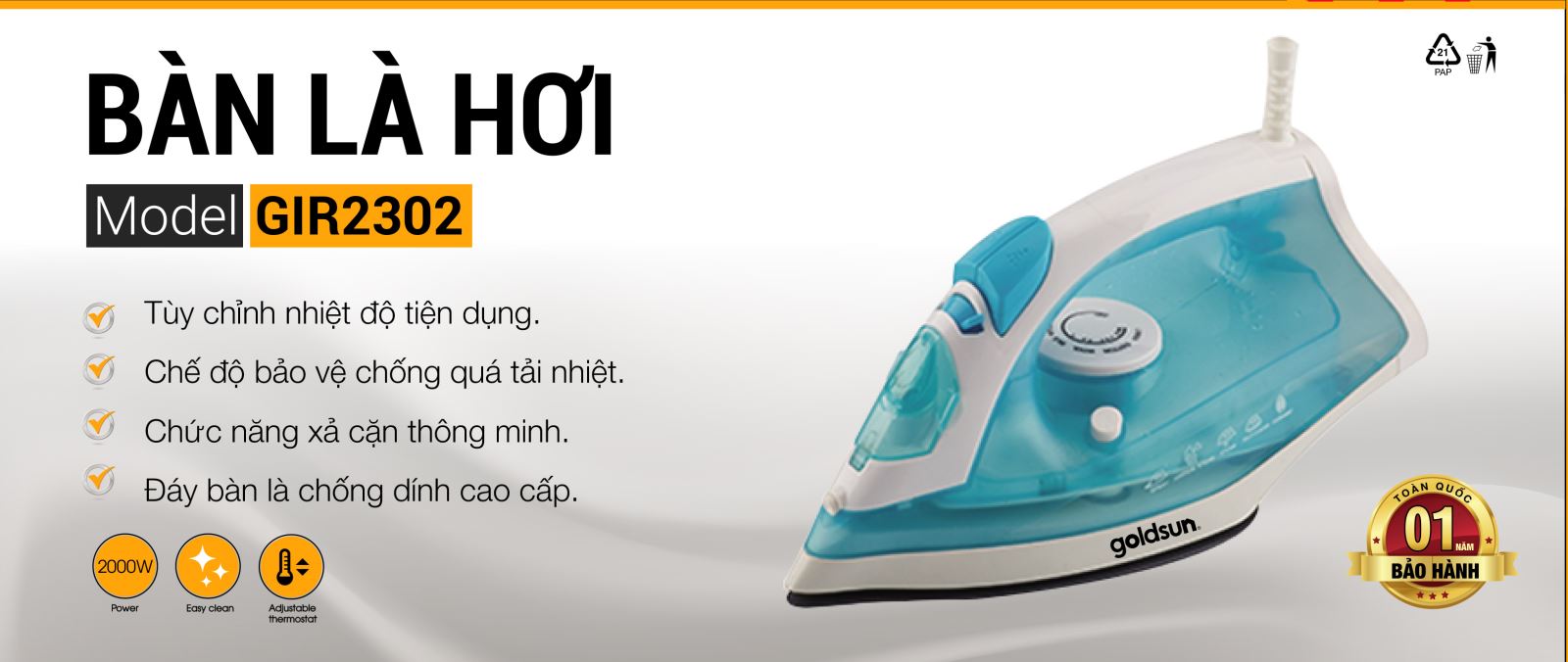 Bàn là hơi Goldsun GIR2302