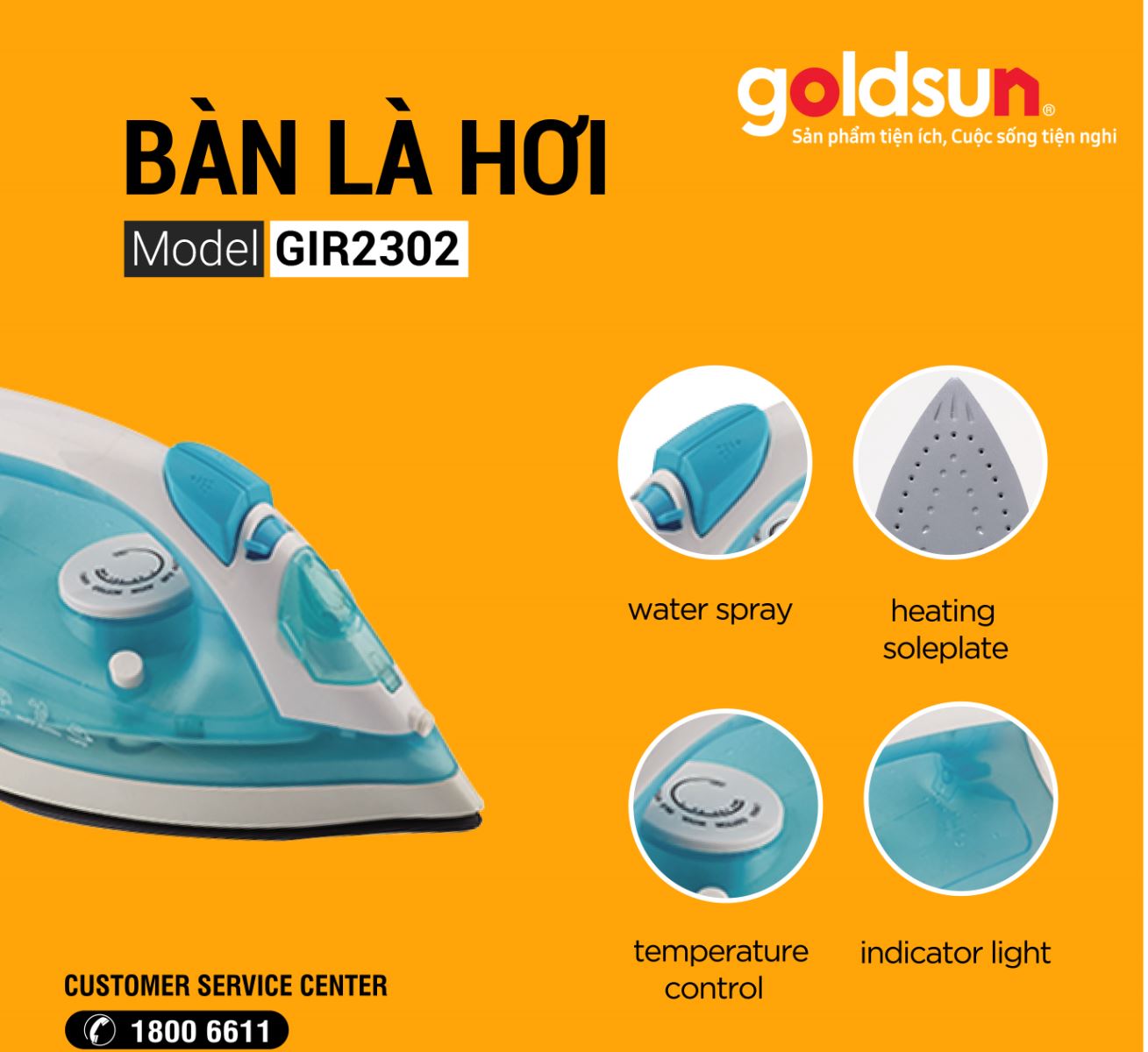 Bàn là hơi Goldsun GIR2302