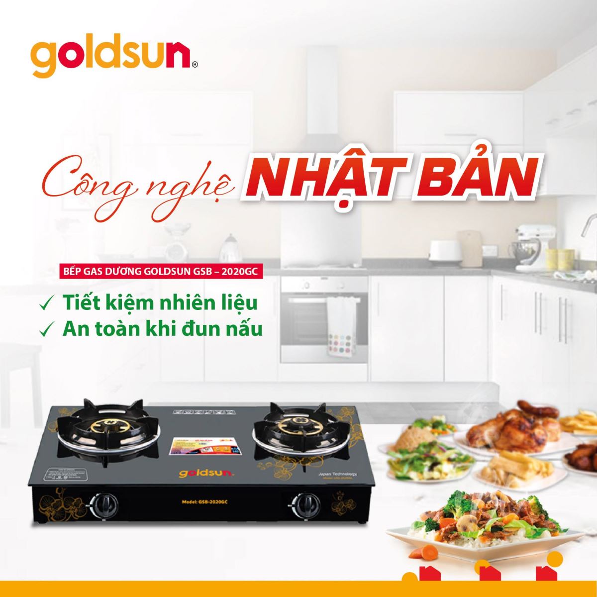 Bếp gas dương Goldsun GSB-2020GC