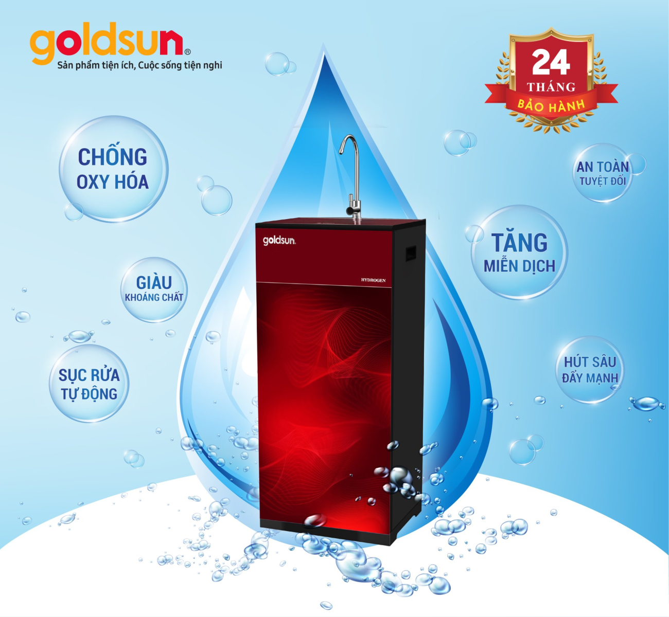 Máy lọc nước Goldsun Gold FA1602R màu đỏ
