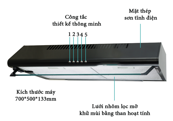 Máy hút mùi Goldsun GS-709PB* (Điều khiển cơ)