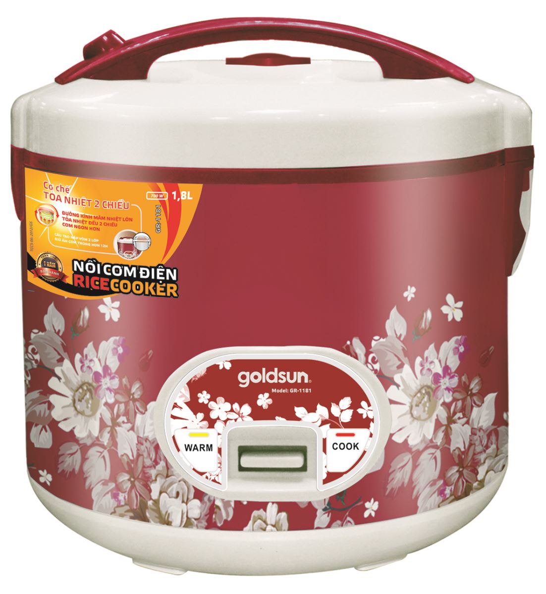 NỒI CƠM ĐIỆN CƠ 1.8L GOLDSUN GR-1181(R)