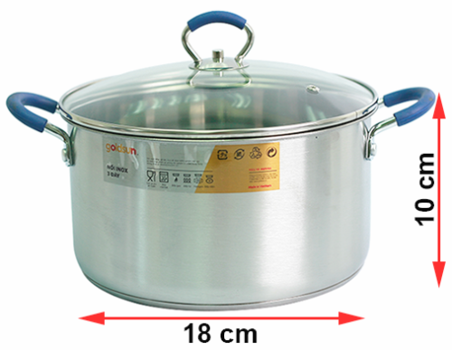 Bộ 3 nồi inox Goldsun GH18-3306SG - Quai xanh