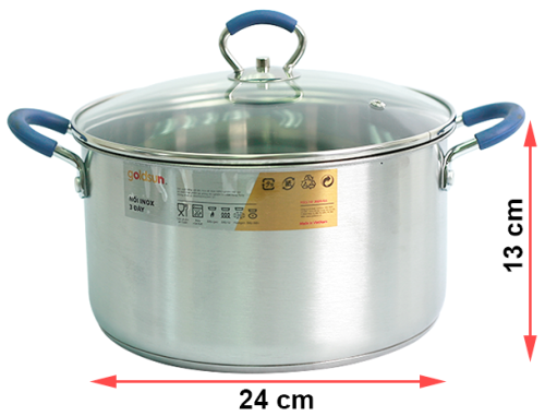 Bộ 3 nồi inox Goldsun GH18-3306SG - Quai xanh
