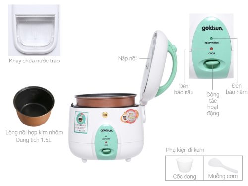 Nồi cơm điện Goldsun nắp Gài 3D 1,5 lít ARC-G150GP