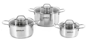 Bộ nồi inox Goldsun GD18-3306SG ( Vung kính )