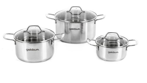 Bộ nồi inox Goldsun GD18-3306SG ( Vung kính )
