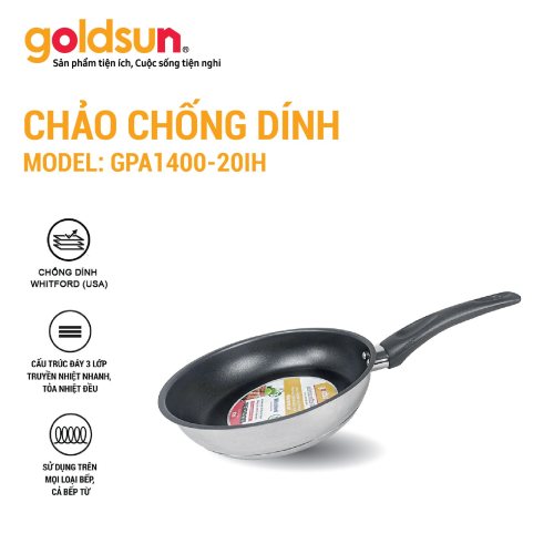 Chảo inox chống dính Goldsun GPA1400-20IH
