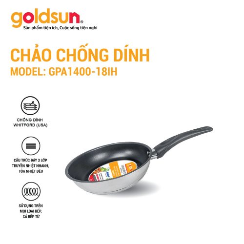 Chảo inox chống dính Goldsun GPA1400-18IH