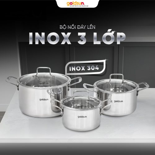 Bộ nồi Inox 3 lớp đáy liền Goldsun GPS1770-S