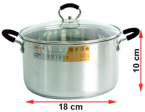 Bộ nồi inox Goldsun GH18-4308SG - Quai đen