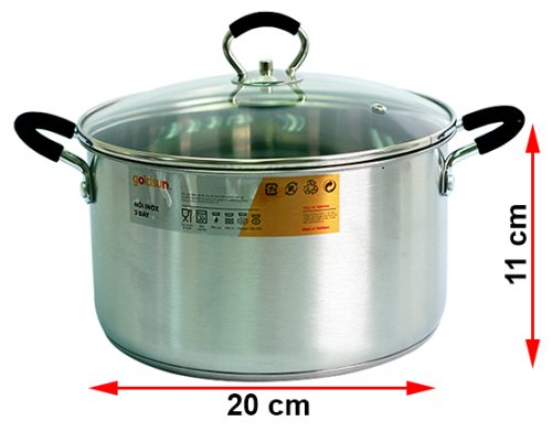 Bộ nồi inox Goldsun GH18-4308SG - Quai đen
