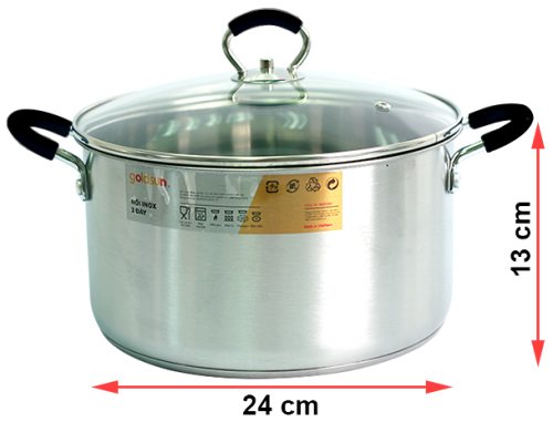 Bộ nồi inox Goldsun GH18-4308SG - Quai đen