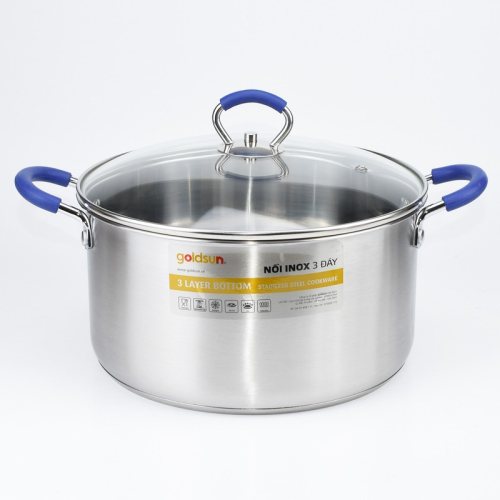 Bộ 3 nồi inox Goldsun GH18-3306SG - Quai xanh