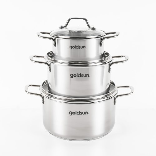 Bộ nồi inox Goldsun GD18-3306SG ( Vung kính )