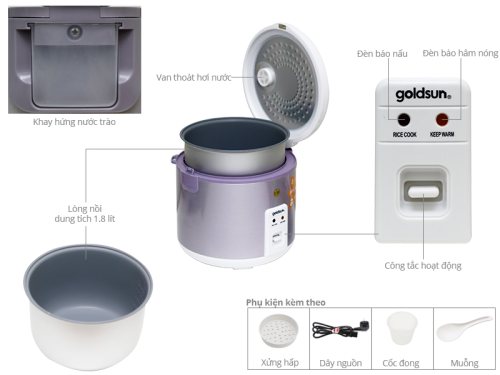 Nồi cơm điện Goldsun 1.8 lít ARC-G18SA2