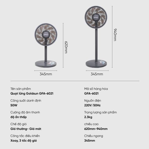 Quạt điện lửng Goldsun GFA-6021